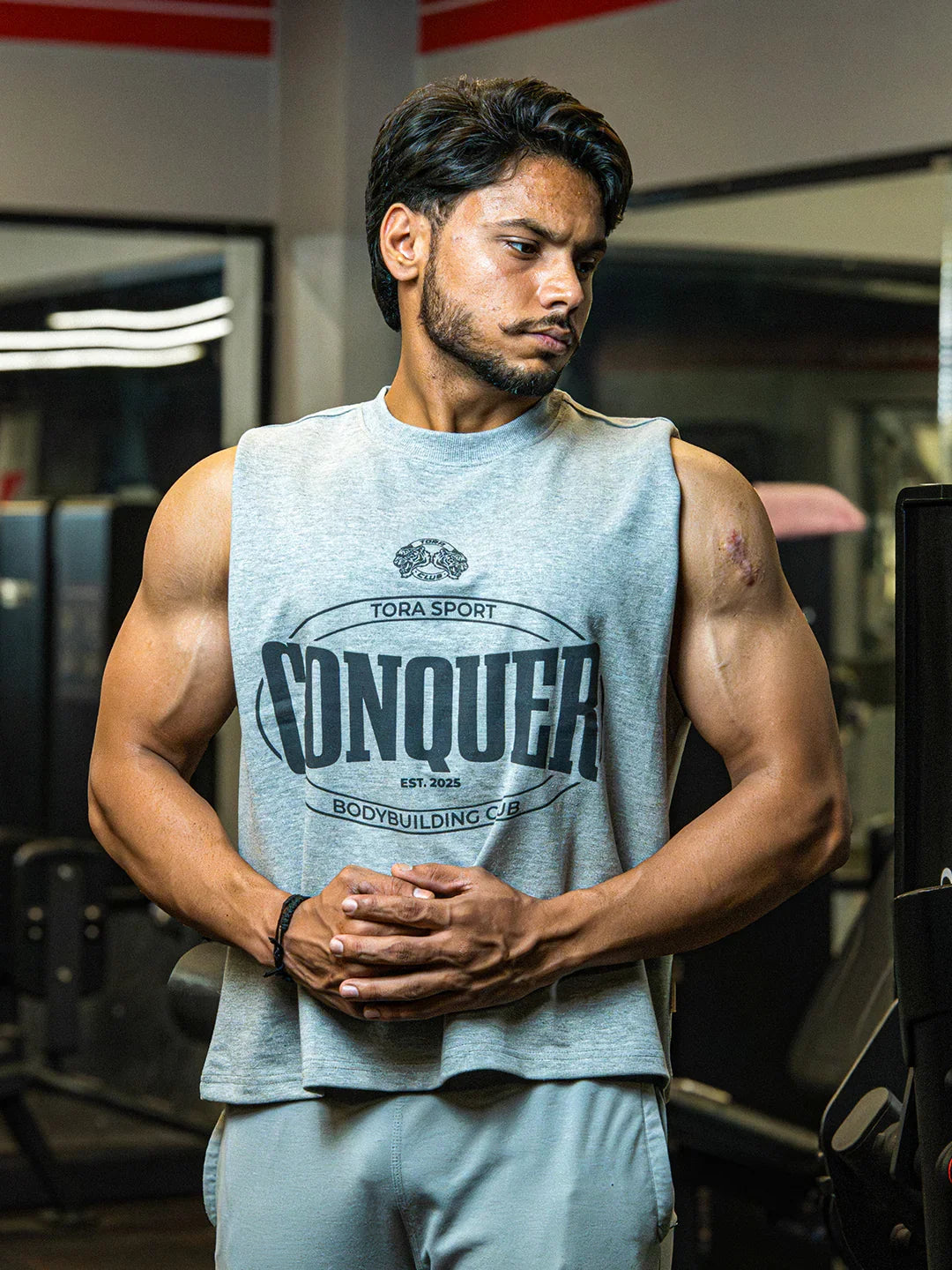 Conquer Tank Top- Gray