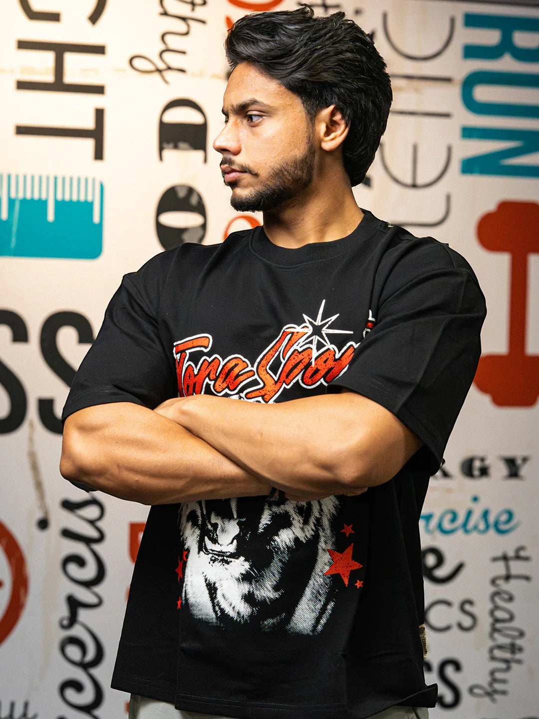 Conquer Tiger Oversized Tee- Black